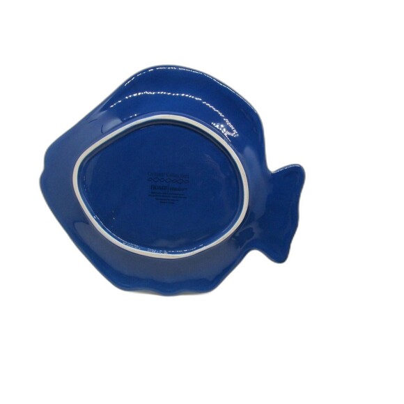 Home Studio Coastal Collection Blue 10 X 9" Fish Shaped Dinner Plates set of 2 - Picture 6 of 12